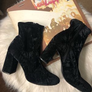 Black velvet booties